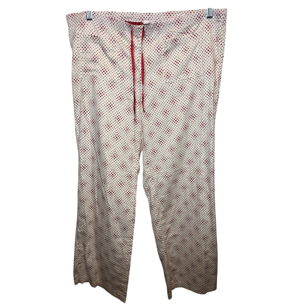 Gap Body Womens Small Pajama Pants Red Ivory Geometric Diamond Cotton Wide Leg